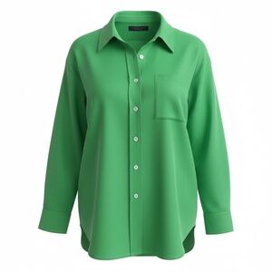 Banana Republic Women's Oversized Bright Green Cotton Long Sleeve Shirt Small